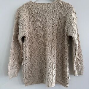 Vtg Ann Taylor Boho Silk Cotton Chunky Cable Knit Decorative Pullover Sweater SM